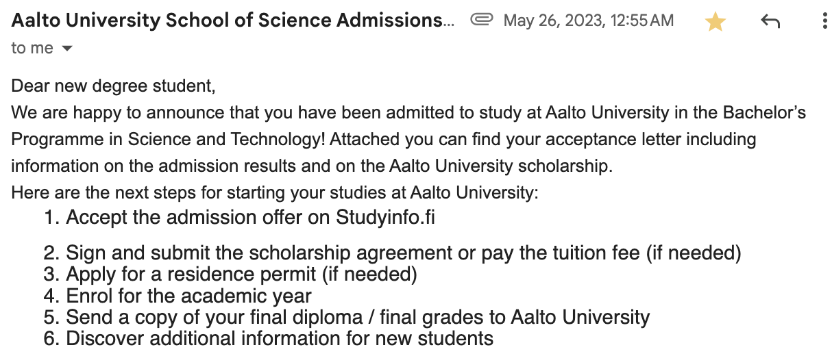 Congratulations Email